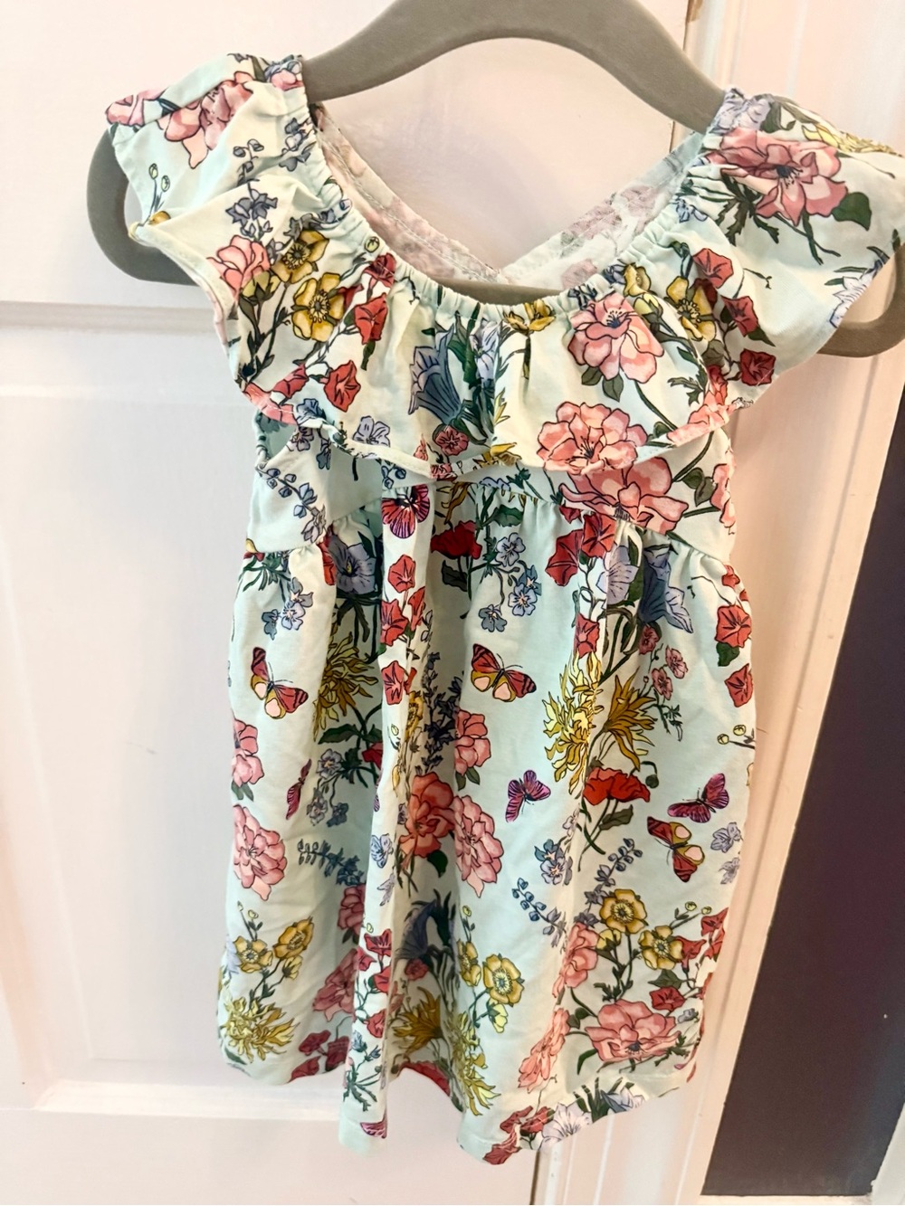 Tea Collection Light Green Floral Ruffle Cotton Dress Size 2T toddler